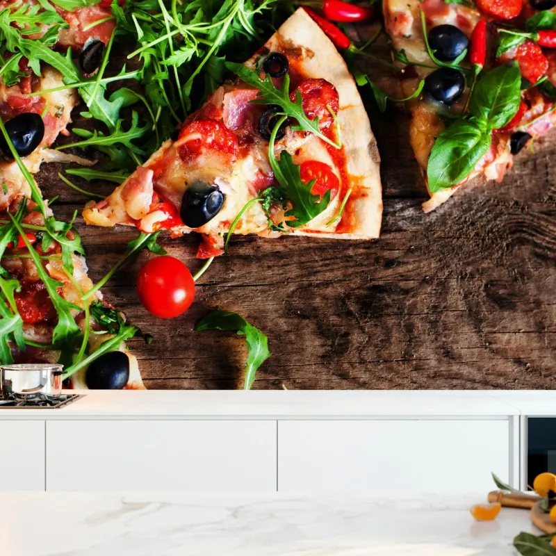 Fototapete heiße pepperoni-pizza nahaufnahme