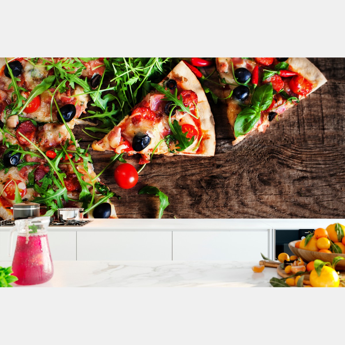 Fototapete heiße pepperoni-pizza nahaufnahme – Wallnifity®