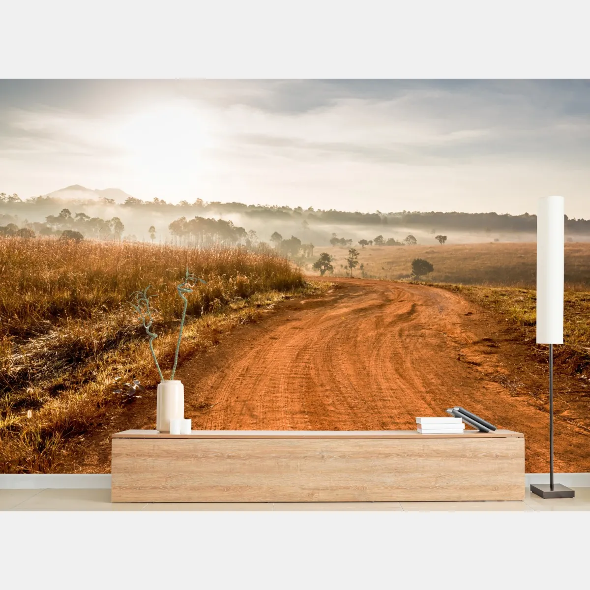 Fototapete morgendlicher feldweg in Thung Salaeng Luang – Wallnifity®
