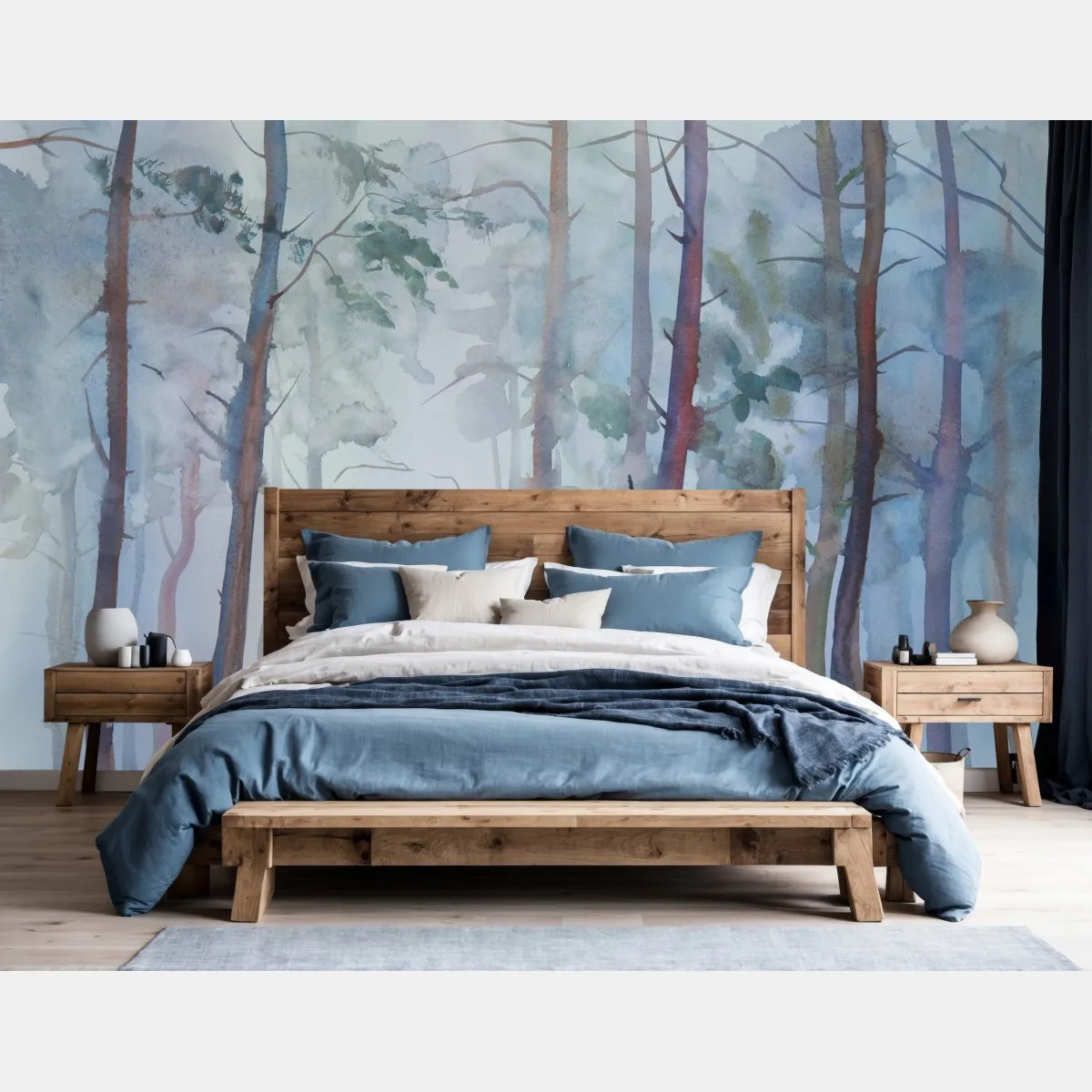 Fototapete nebliger aquarellwald – Wallnifity®