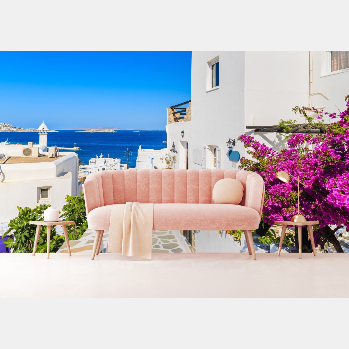 Fototapete sonnige gasse in Mykonos – Wallnifity®