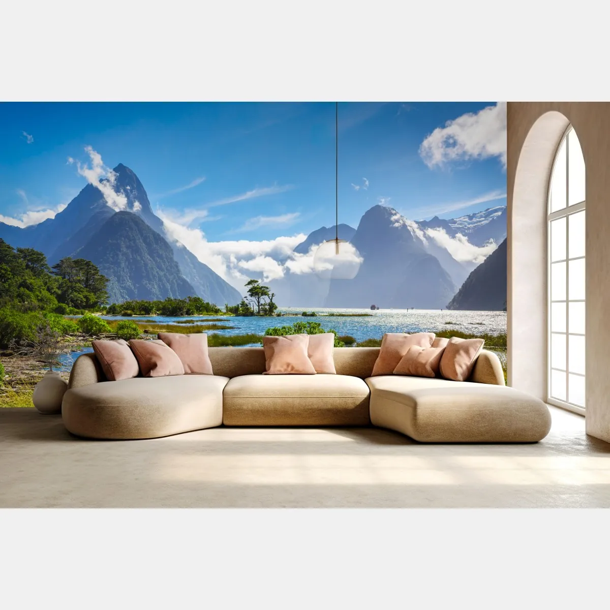 Fototapete malerische berglandschaft am fjord – Wallnifity®
