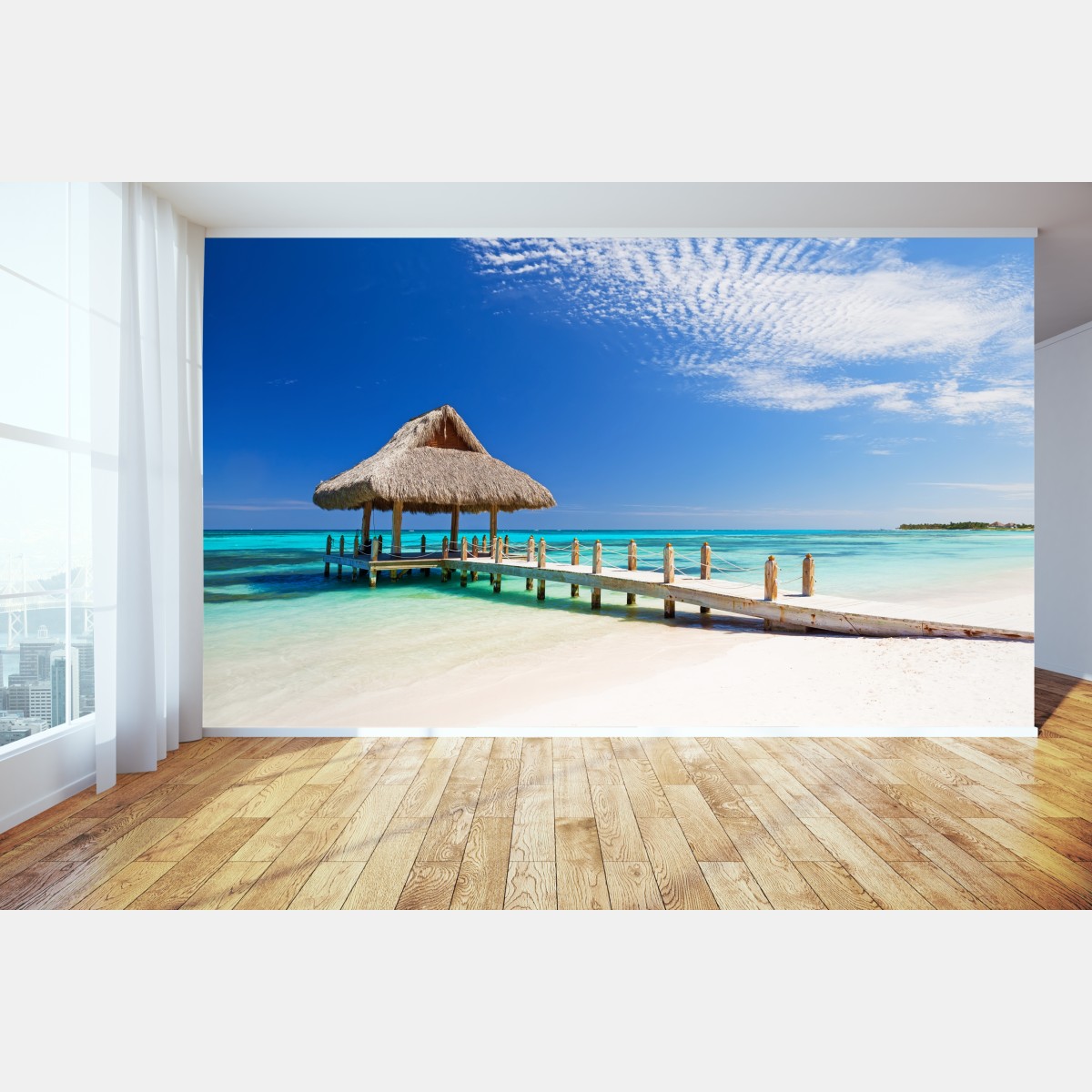 Fototapete ruhiger strandsteg in Cap Cana – Wallnifity®