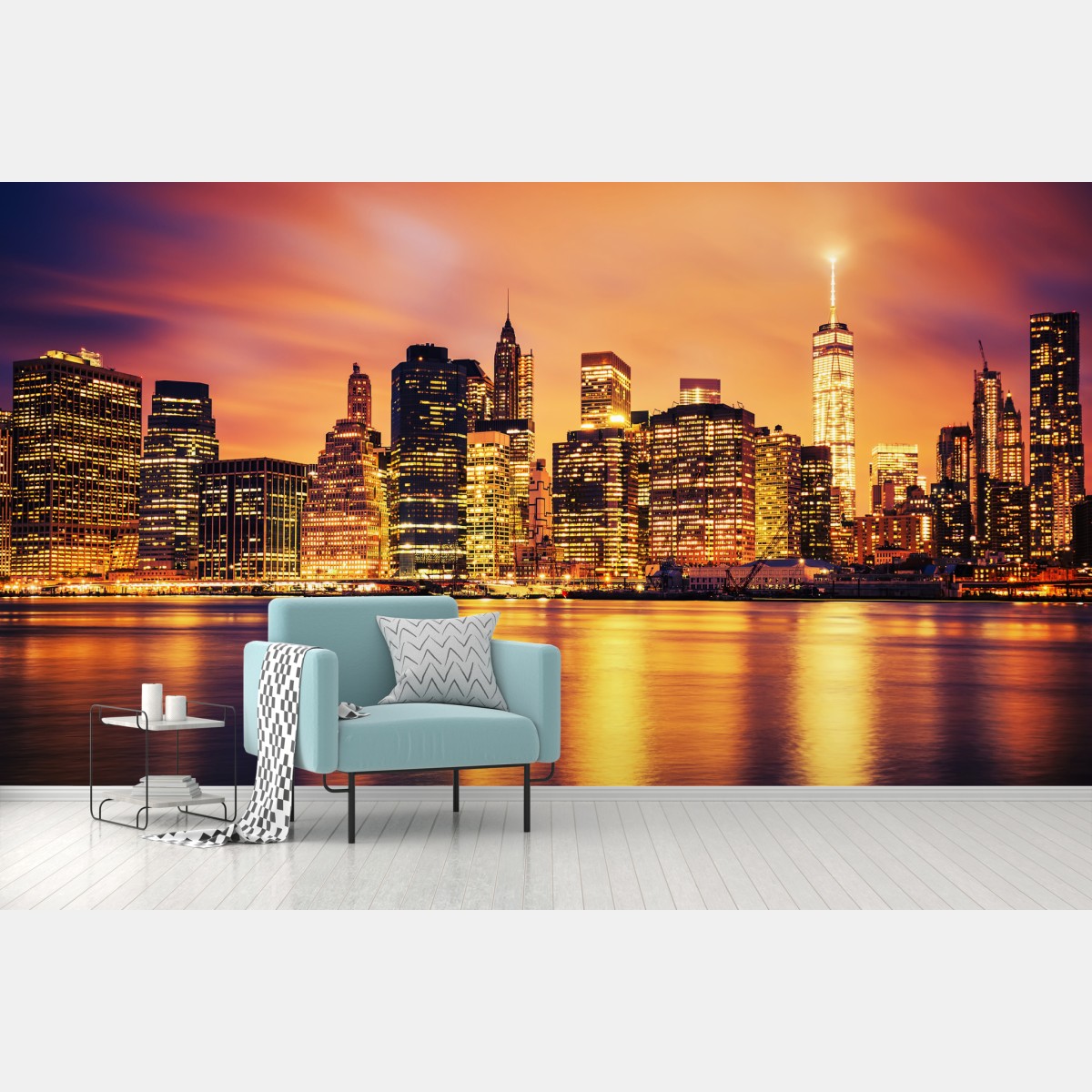 Fototapete New York skyline bei sonnenuntergang – Wallnifity®