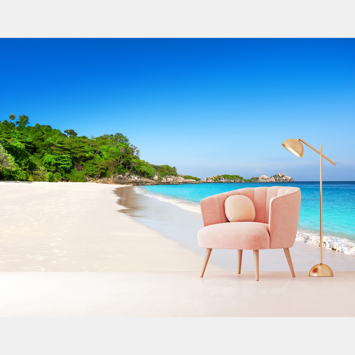 Fototapete tropischer strand mit weißem sand – Wallnifity®
