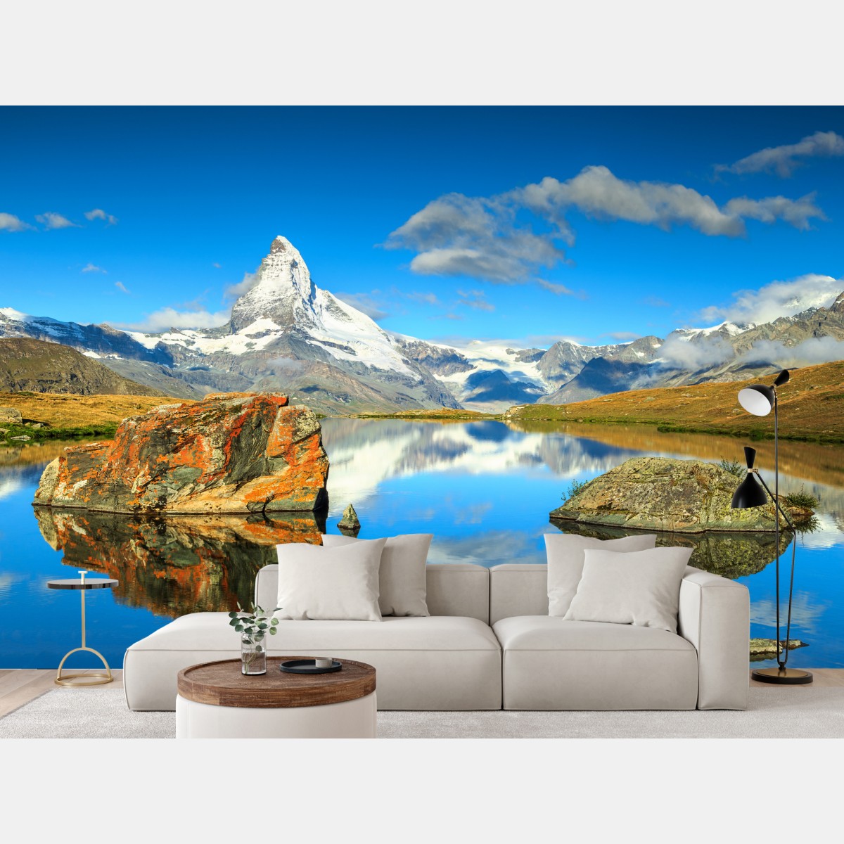 Fototapete spiegelung des Matterhorns über einem alpinen see – Wallnifity®