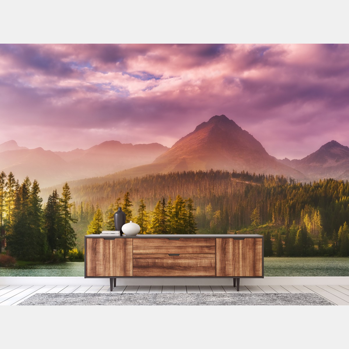 Fototapete sonnenuntergang über Štrbské Pleso – Wallnifity®