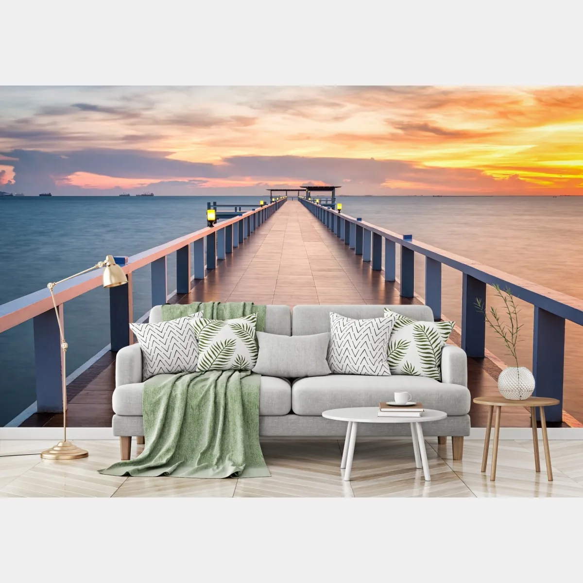 Fototapete seebrücke bei sonnenuntergang – Wallnifity®