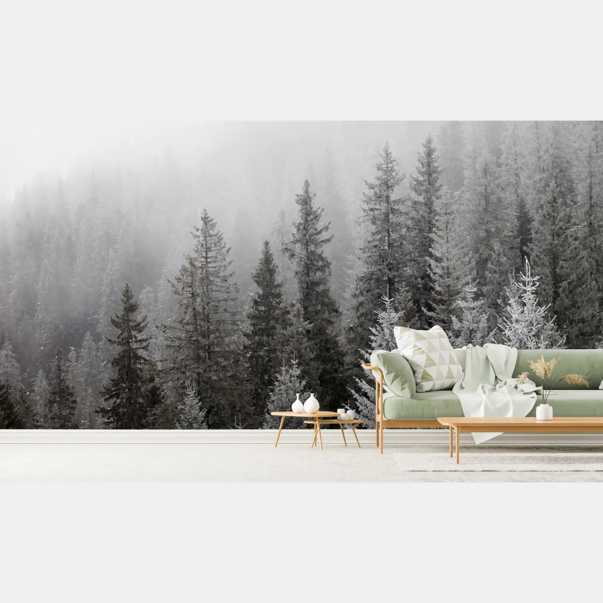 Fototapete nebliger winterwald in den Karpaten – Wallnifity®