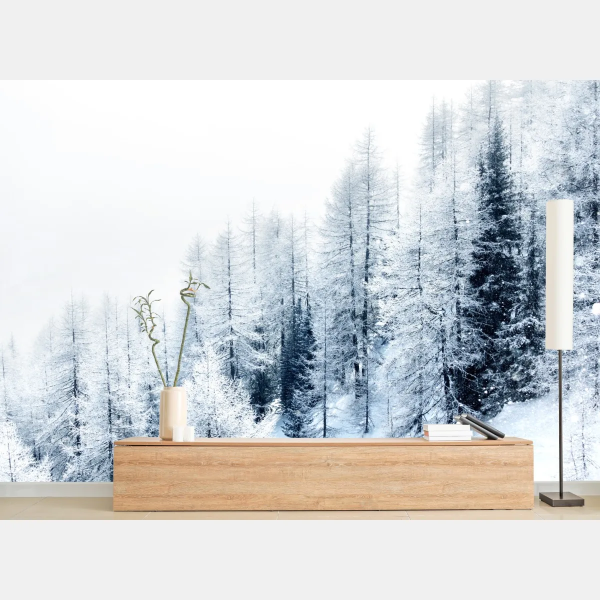 Fototapete winterstille: verschneiter wald – Wallnifity®