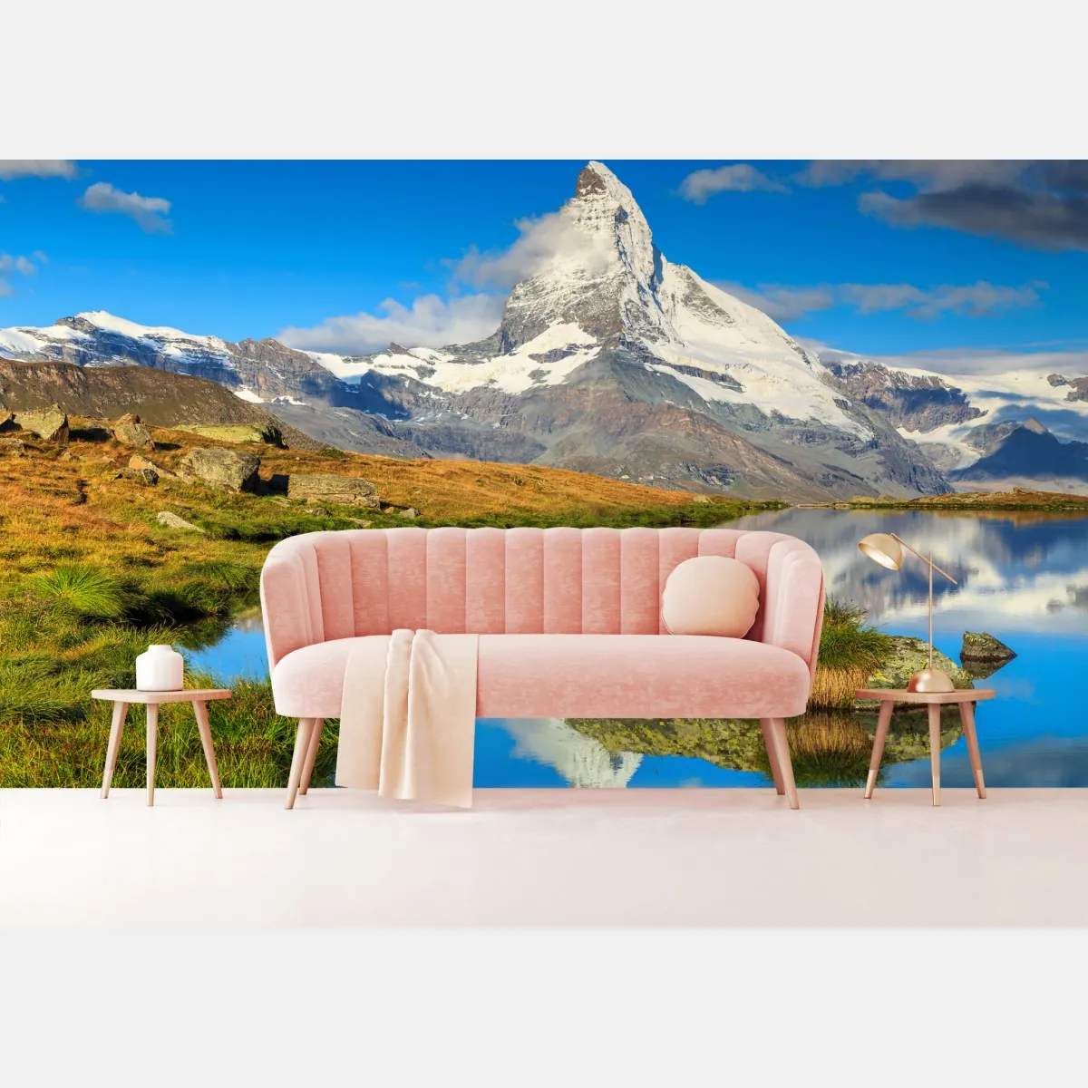 Fototapete majestätischer Matterhorn-spiegel im alpensee – Wallnifity®