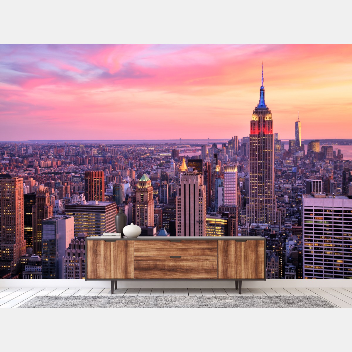 Fototapete New York skyline bei sonnenuntergang – Wallnifity®