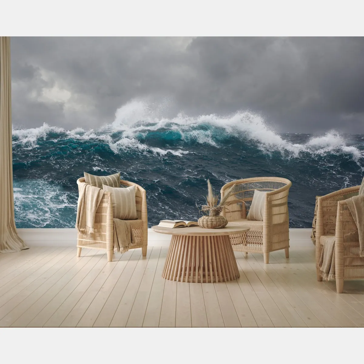 Fototapete stürmisches meer mit brechenden wellen – Wallnifity®