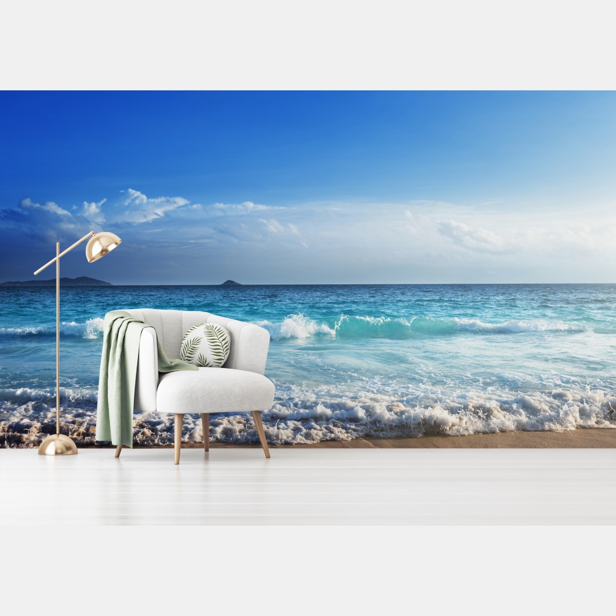 Fototapete tropischer strand auf den Seychellen bei sonnenuntergang – Wallnifity®