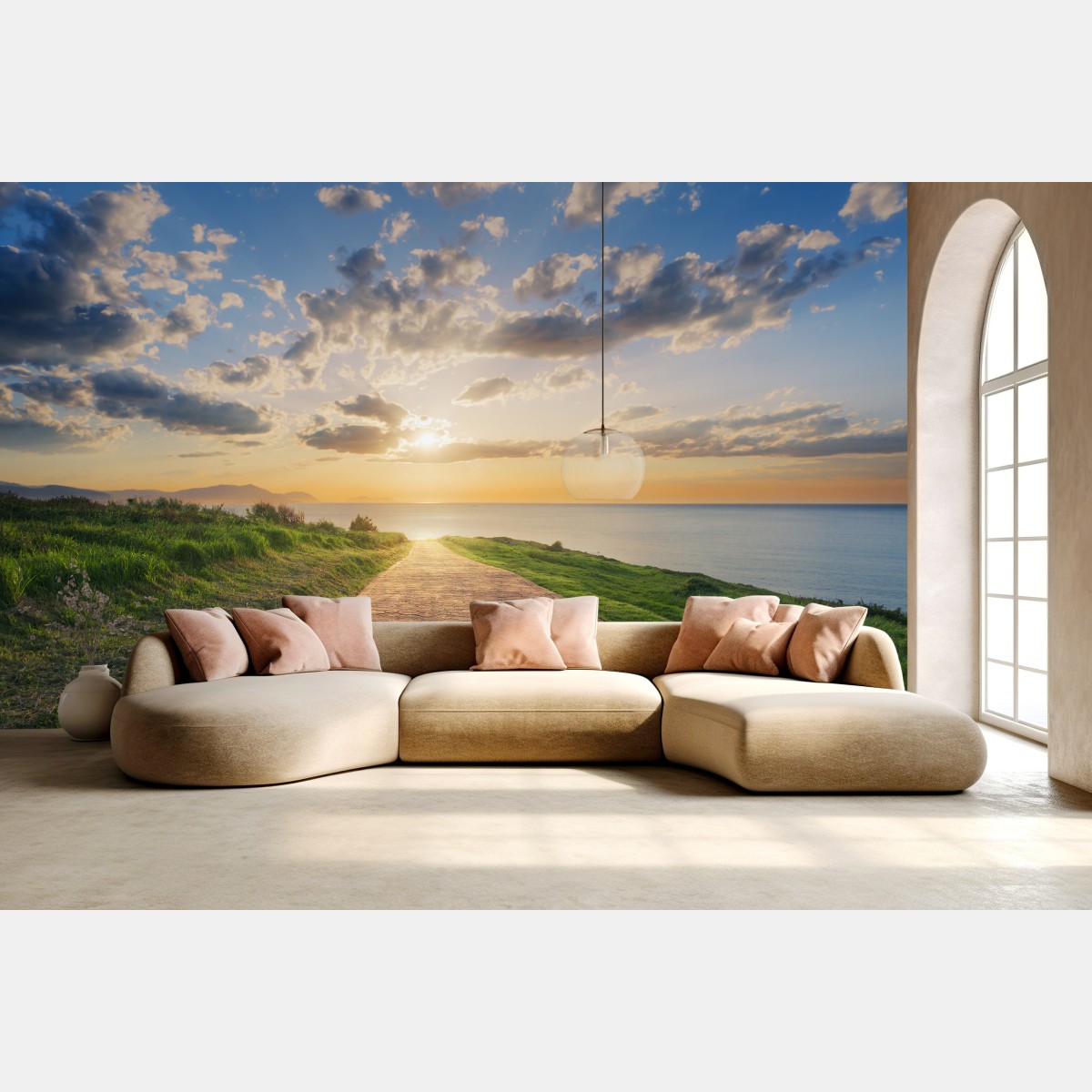 Fototapete weg zum meer bei sonnenaufgang – Wallnifity®