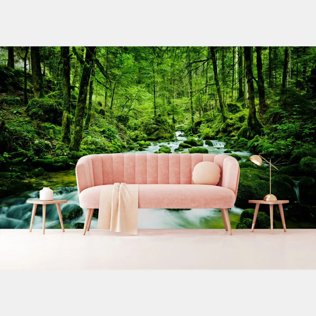 Fototapete moosbedeckter waldbach – Wallnifity®