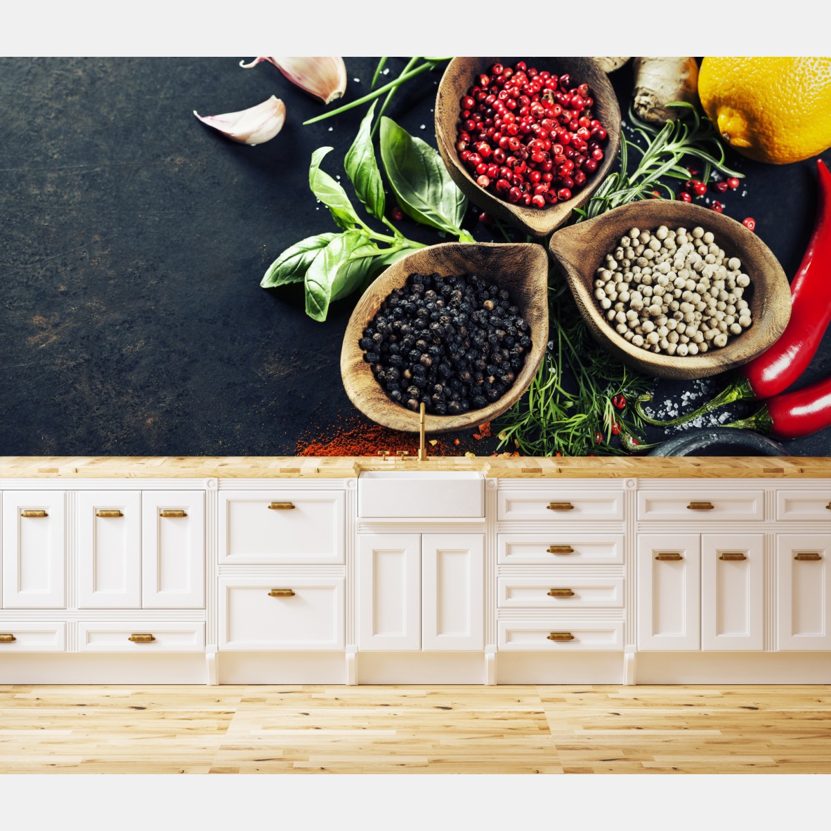 Fototapete lebendige gewürze und frische kräuter – Wallnifity®