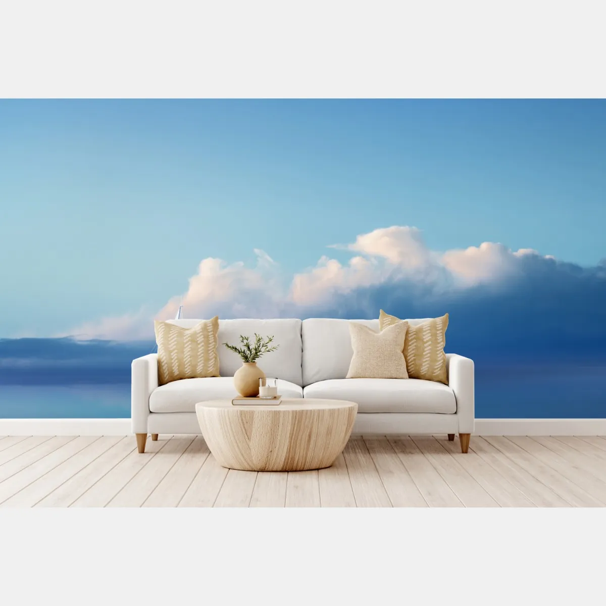 Fototapete segelboot auf ruhigem blauem meer – Wallnifity®