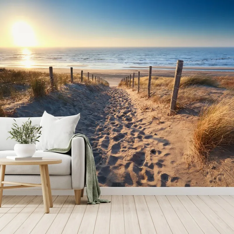 Fototapete sonnenuntergangspfad zum meer in Zandvoort
