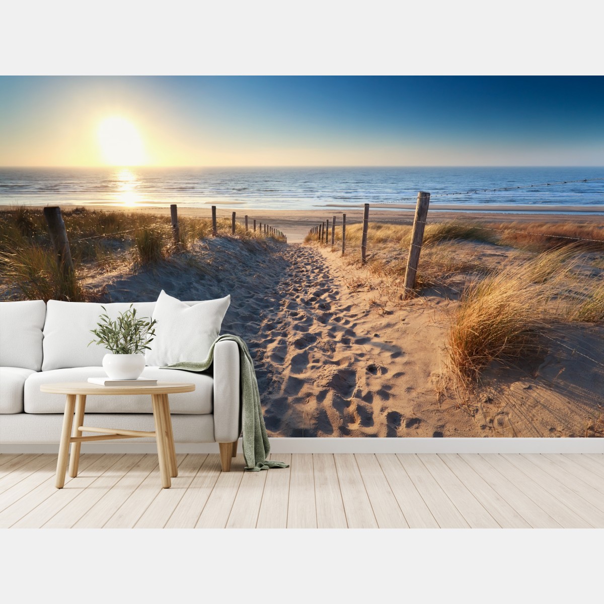 Fototapete sonnenuntergangspfad zum meer in Zandvoort – Wallnifity®