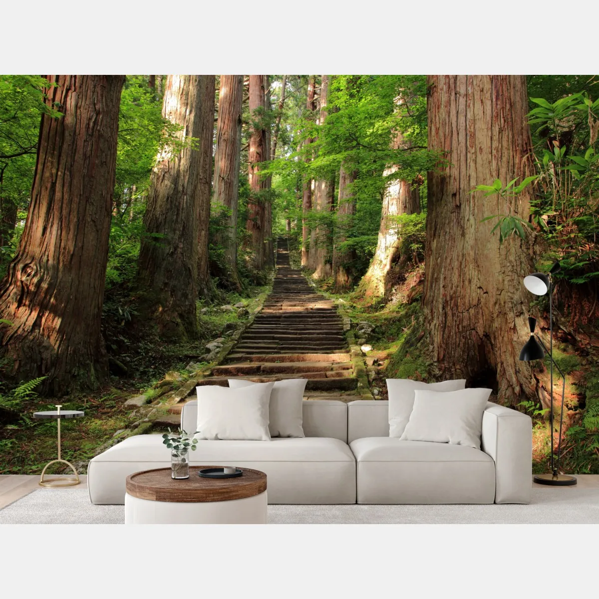 Fototapete steinne treppe im alten wald – Wallnifity®