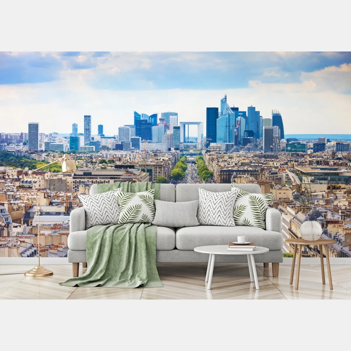 Fototapete Paris skyline über baumgesäumter avenue – Wallnifity®