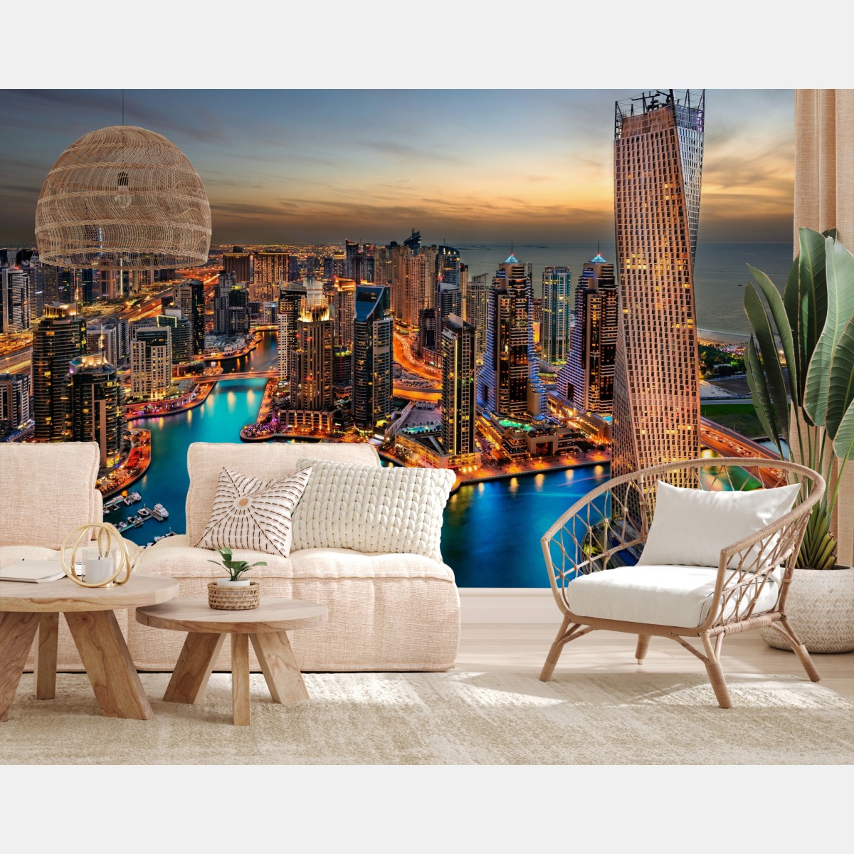 Fototapete Dubai marina skyline bei dämmerung – Wallnifity®