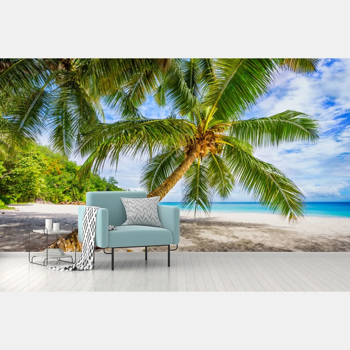 Fototapete tropische palme am weißen sandstrand – Wallnifity®