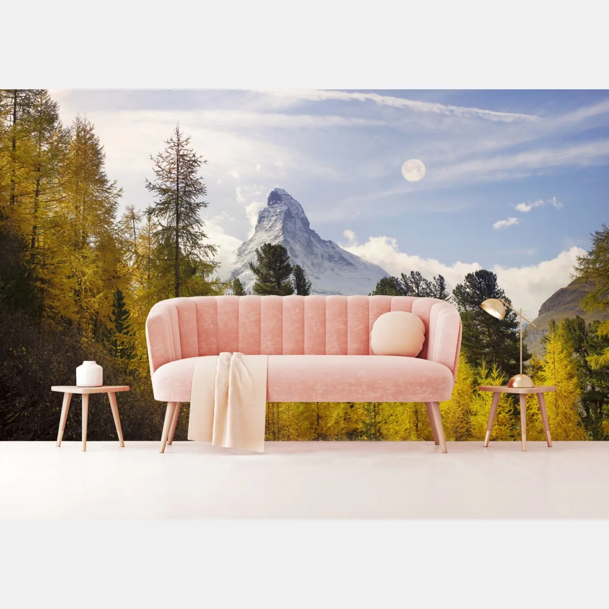 Fototapete goldene lärchen und Matterhorn – Wallnifity®