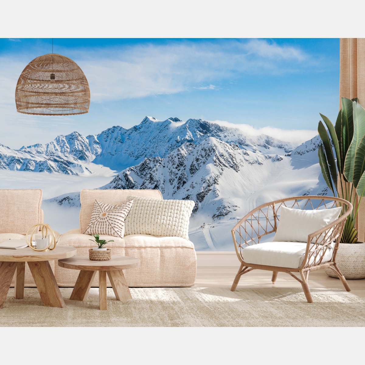 Fototapete panorama des Kaunertal gletschers über verschneiten gipfeln – Wallnifity®