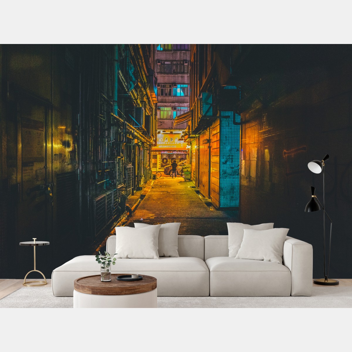 Fototapete Hongkong neon-gasse bei nacht – Wallnifity®