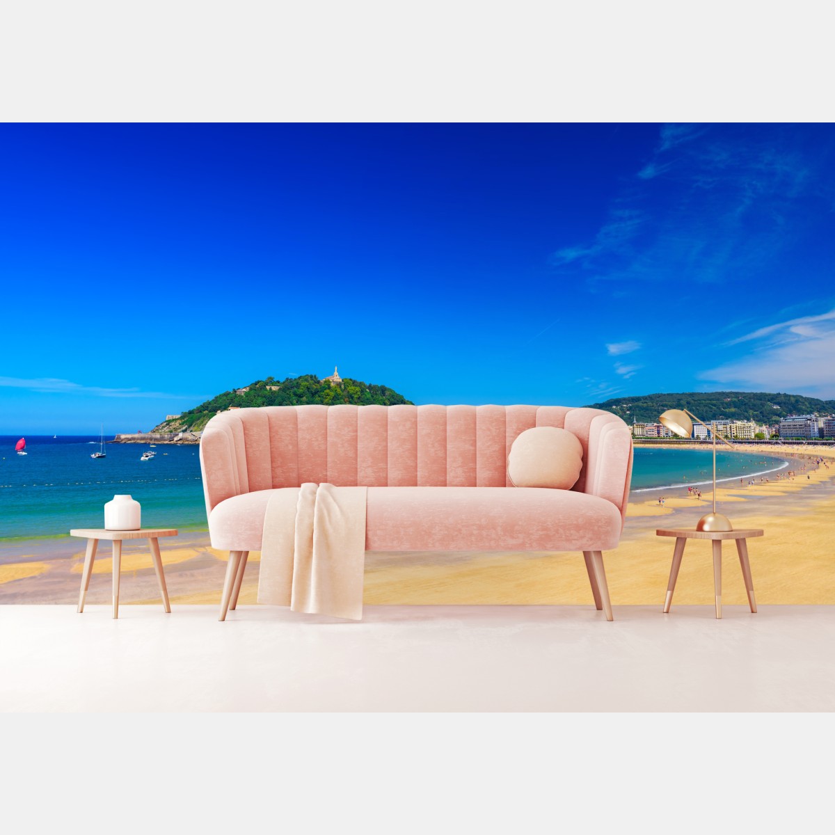 Fototapete sonnige küstenpanorama mit goldenem sand – Wallnifity®