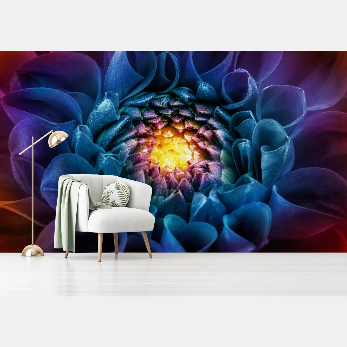 Fototapete leuchtende blaue chrysantheme nahaufnahme – Wallnifity®