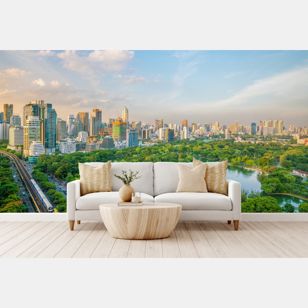 Fototapete Bangkok skyline über dem Lumpini Park – Wallnifity®