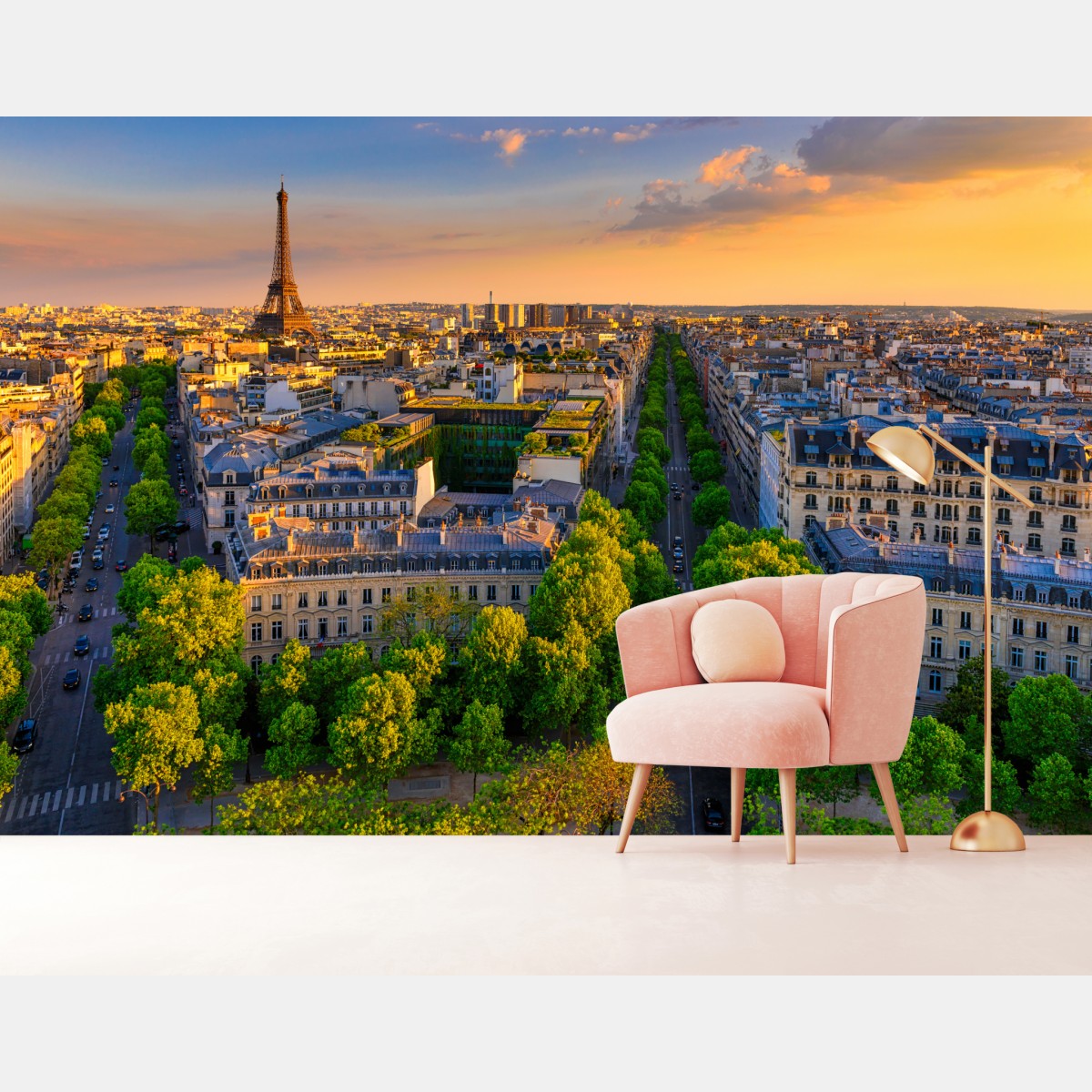 Fototapete sonnenuntergang über Paris mit Eiffelturm – Wallnifity®