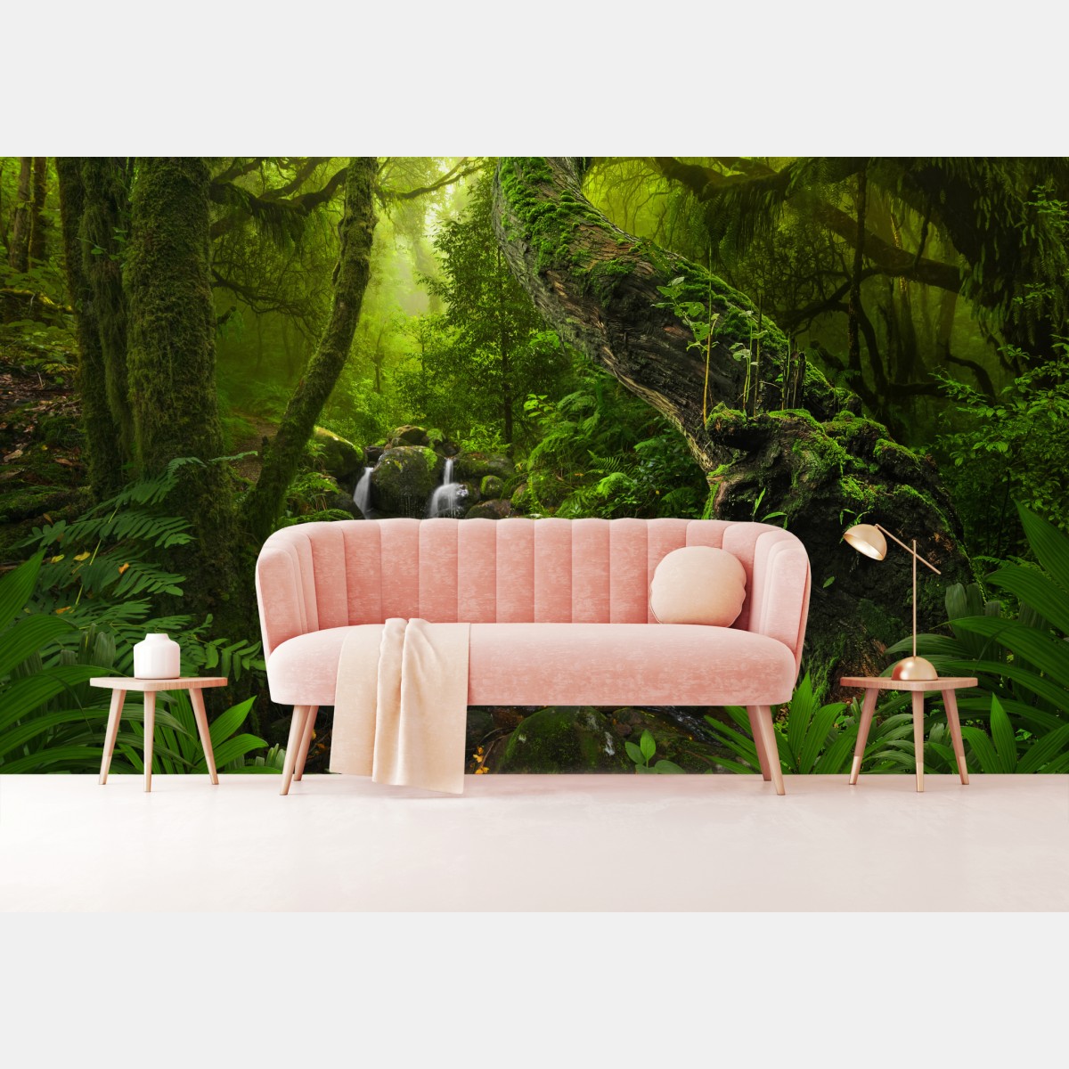 Fototapete moosiger waldbach im morgenlicht – Wallnifity®