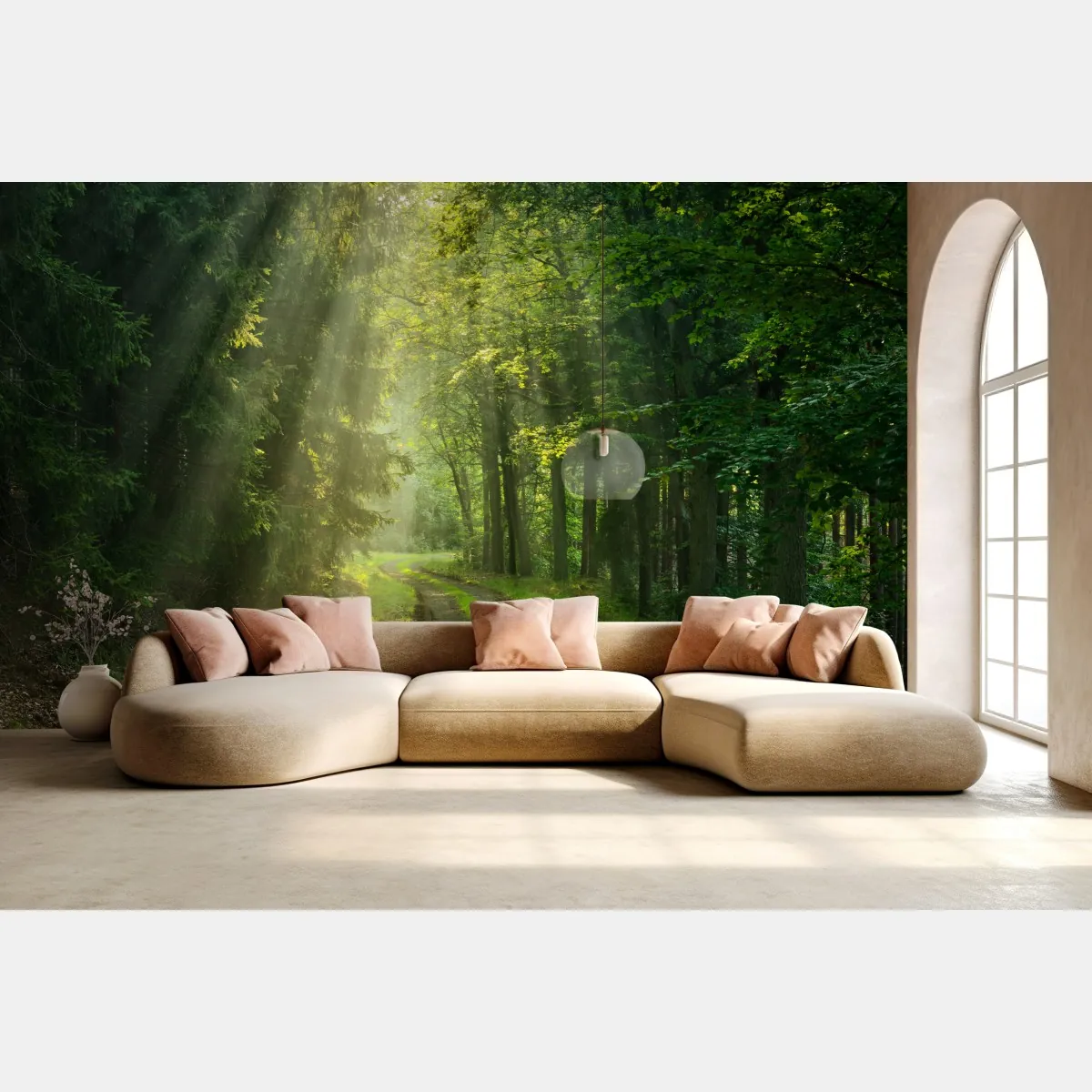Fototapete sonnenbeschienener waldpfad – Wallnifity®