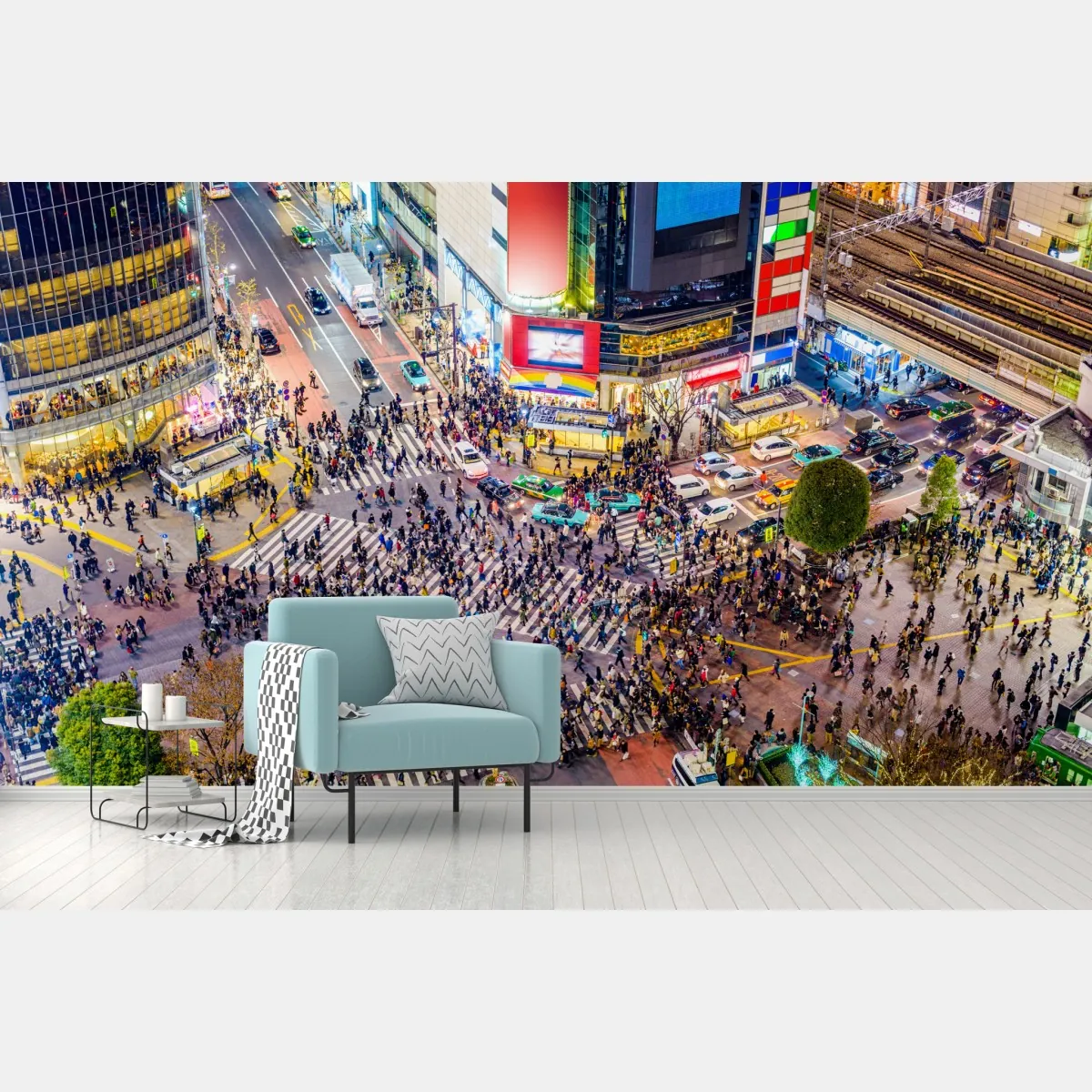 Fototapete Shibuya nächtliche kreuzung – Wallnifity®