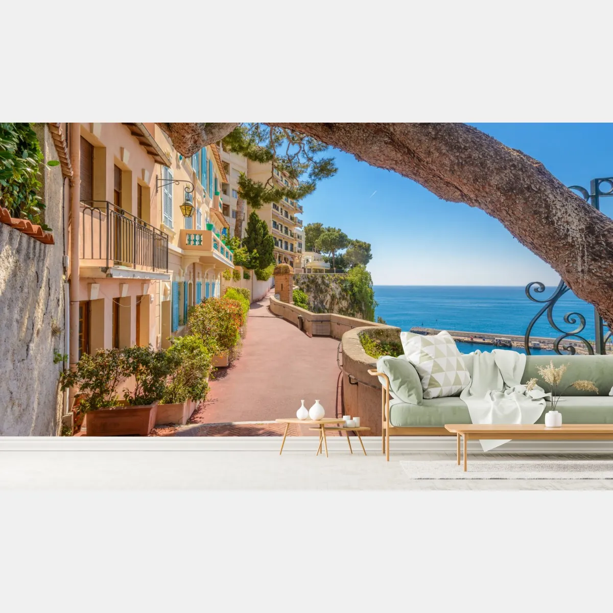 Fototapete Monaco küstenpromenade mit meerblick – Wallnifity®