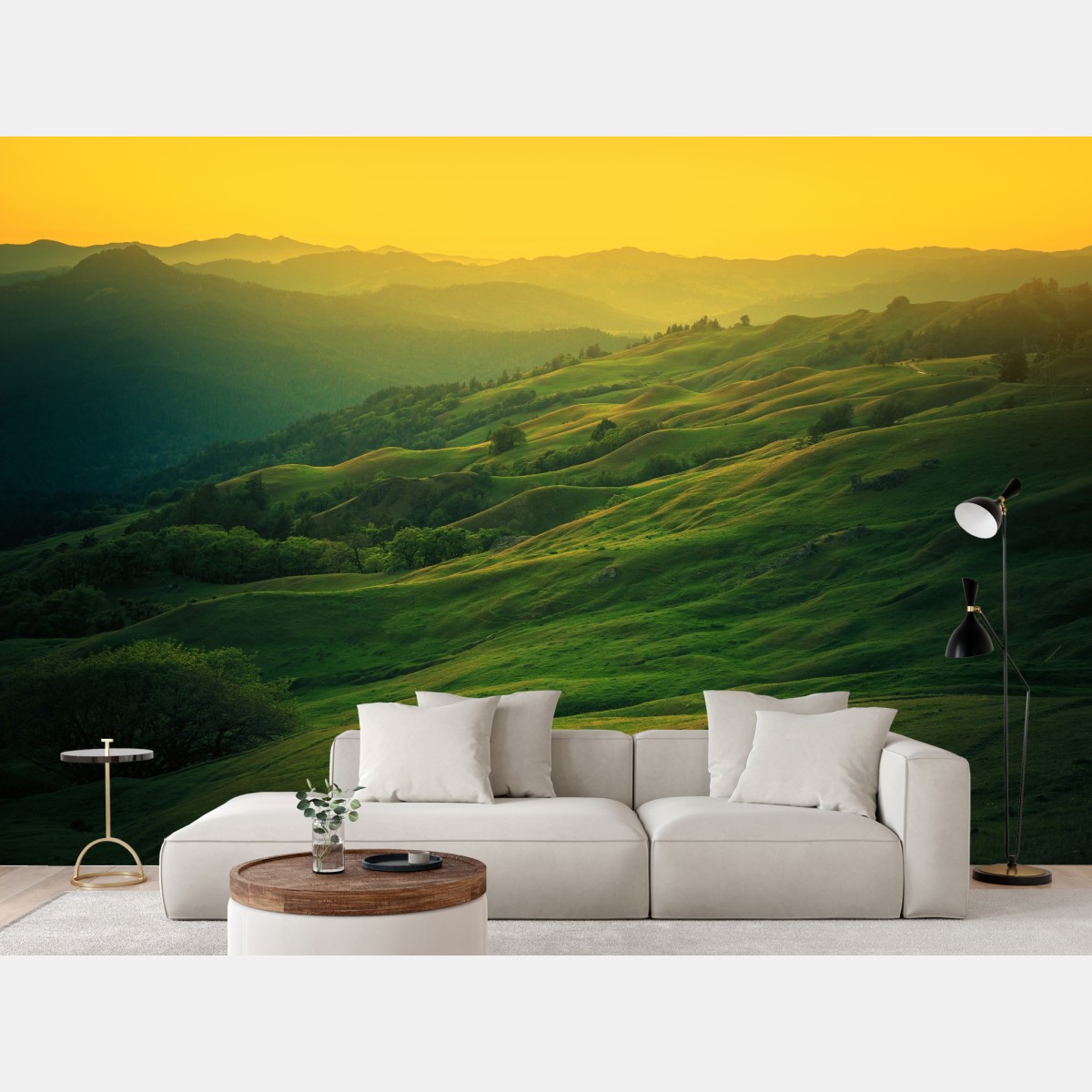 Fototapete hügel von Nordkalifornien bei sonnenuntergang – Wallnifity®