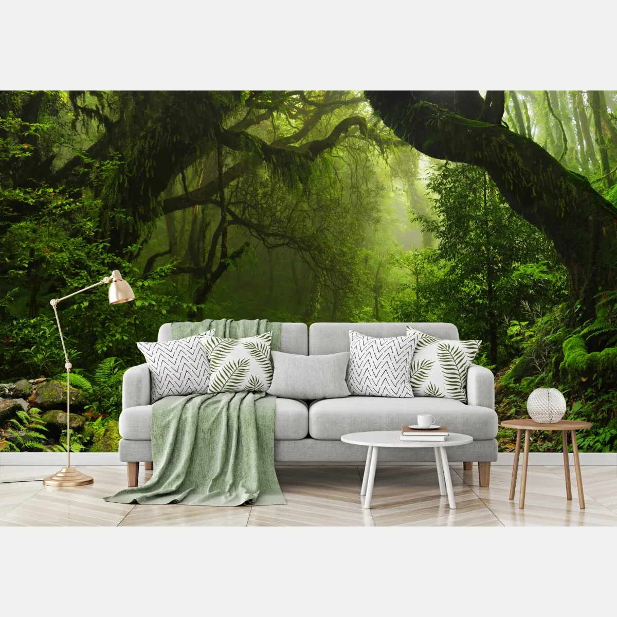 Fototapete verwunschener moosiger waldpfad – Wallnifity®