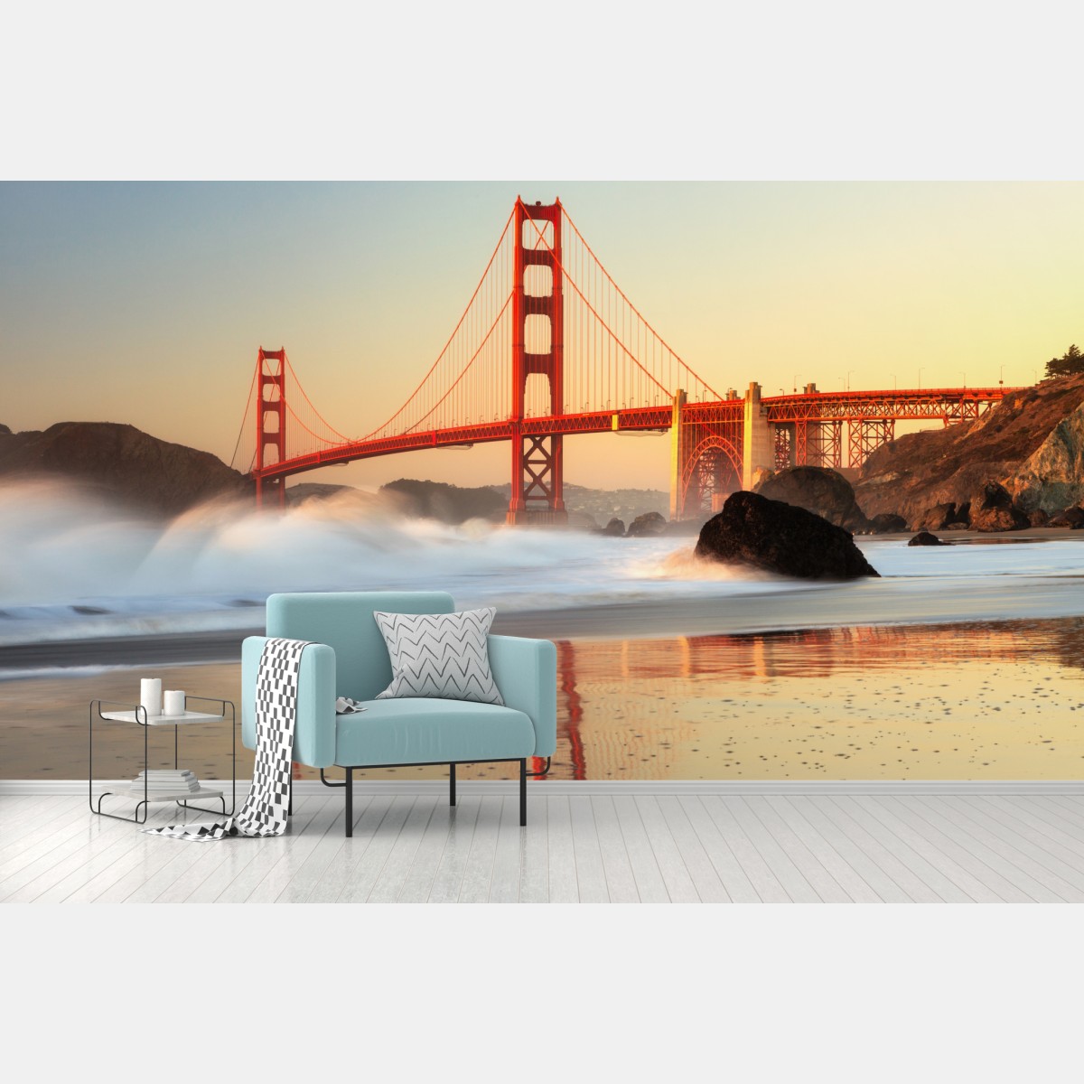 Fototapete Golden Gate brücke bei sonnenuntergang – Wallnifity®
