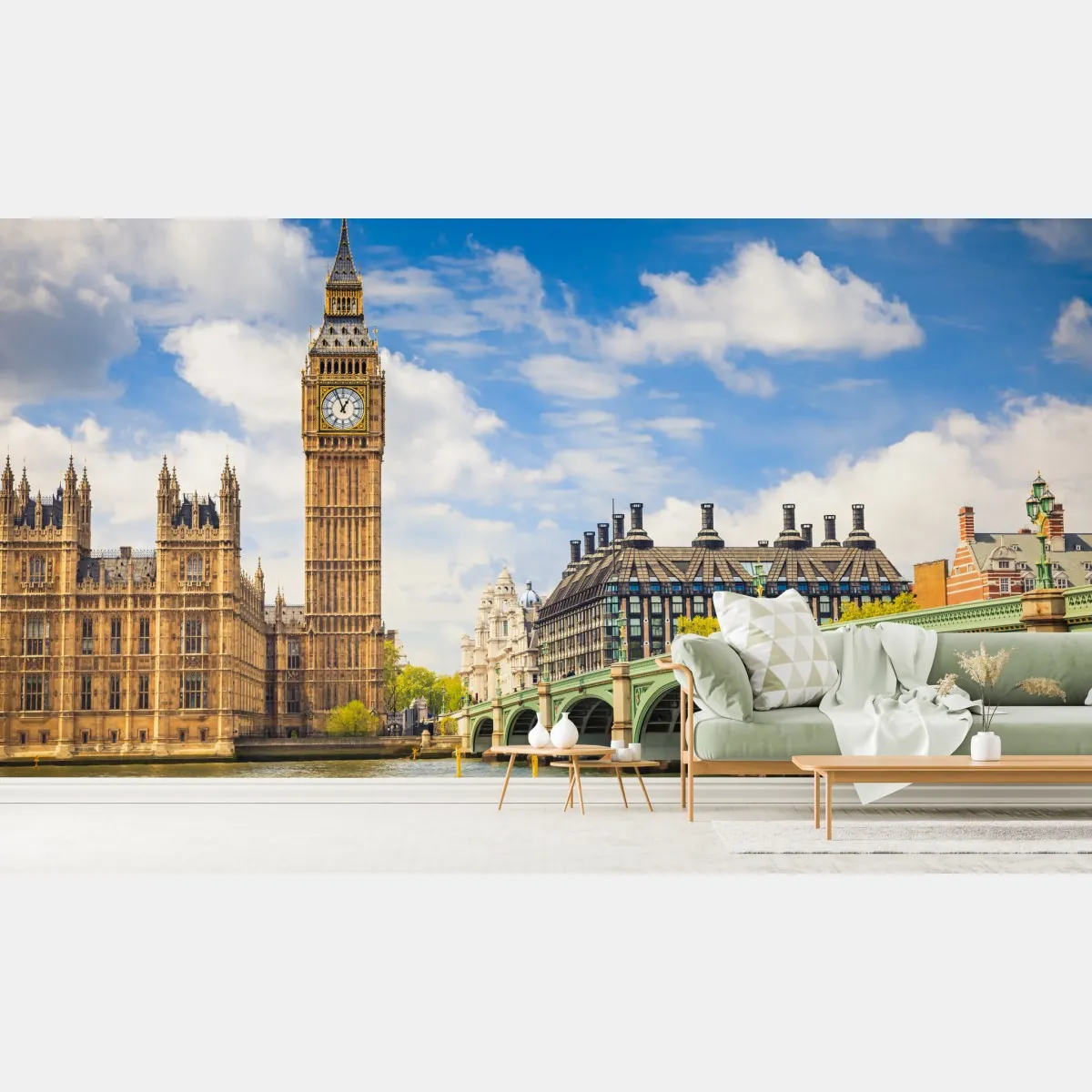 Fototapete London panorama mit uhrturm Big Ben und Westminster Bridge – Wallnifity®