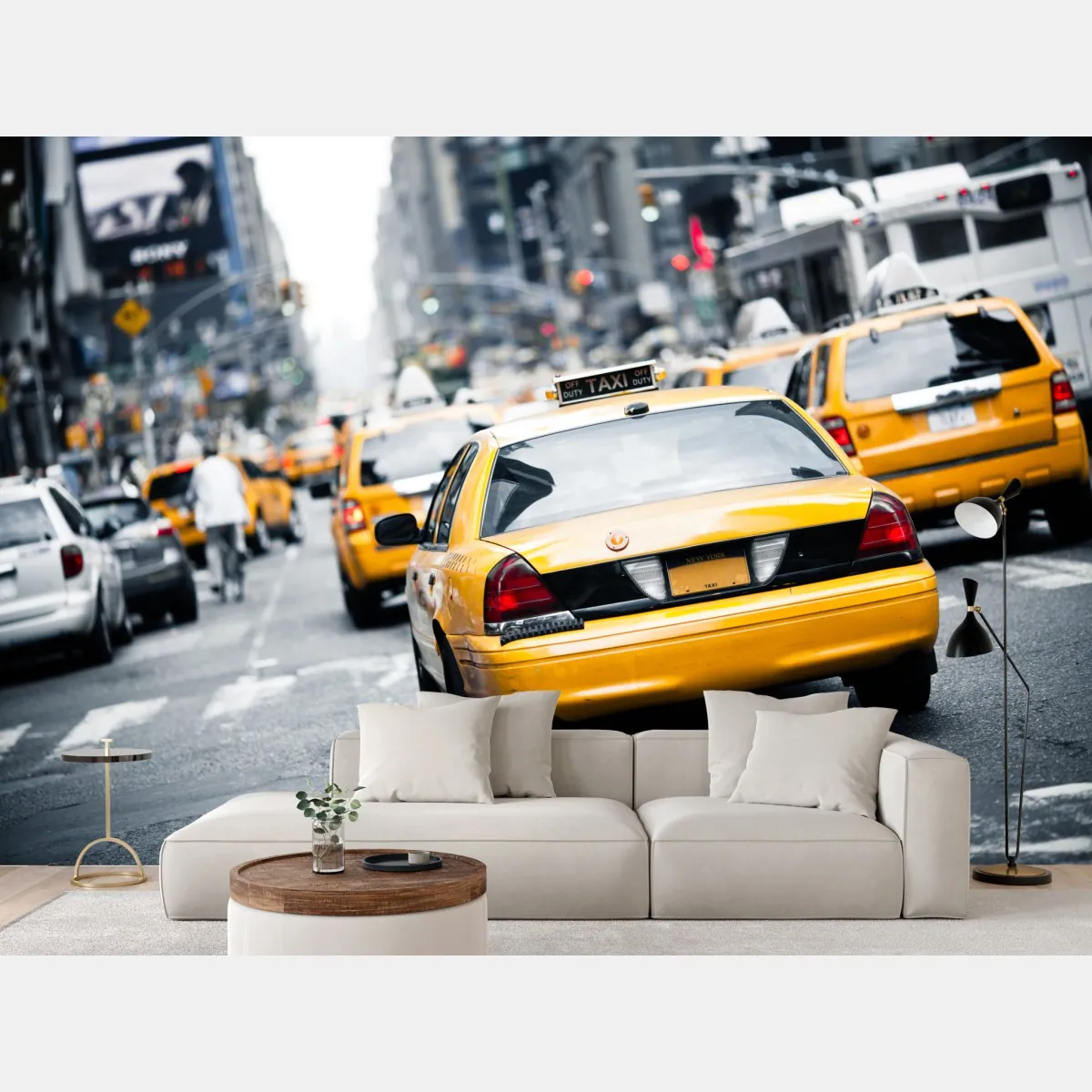 Fototapete gelbe taxis in einer belebten straße von New York – Wallnifity®