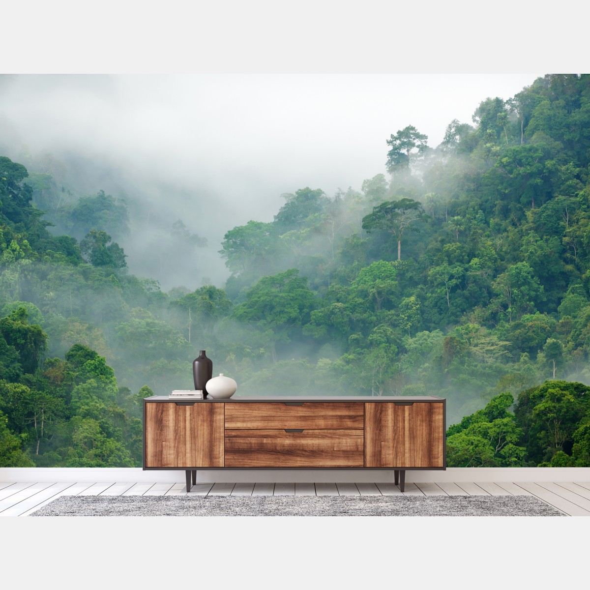 Fototapete morgendlicher nebel über Kaeng Krachan – Wallnifity®