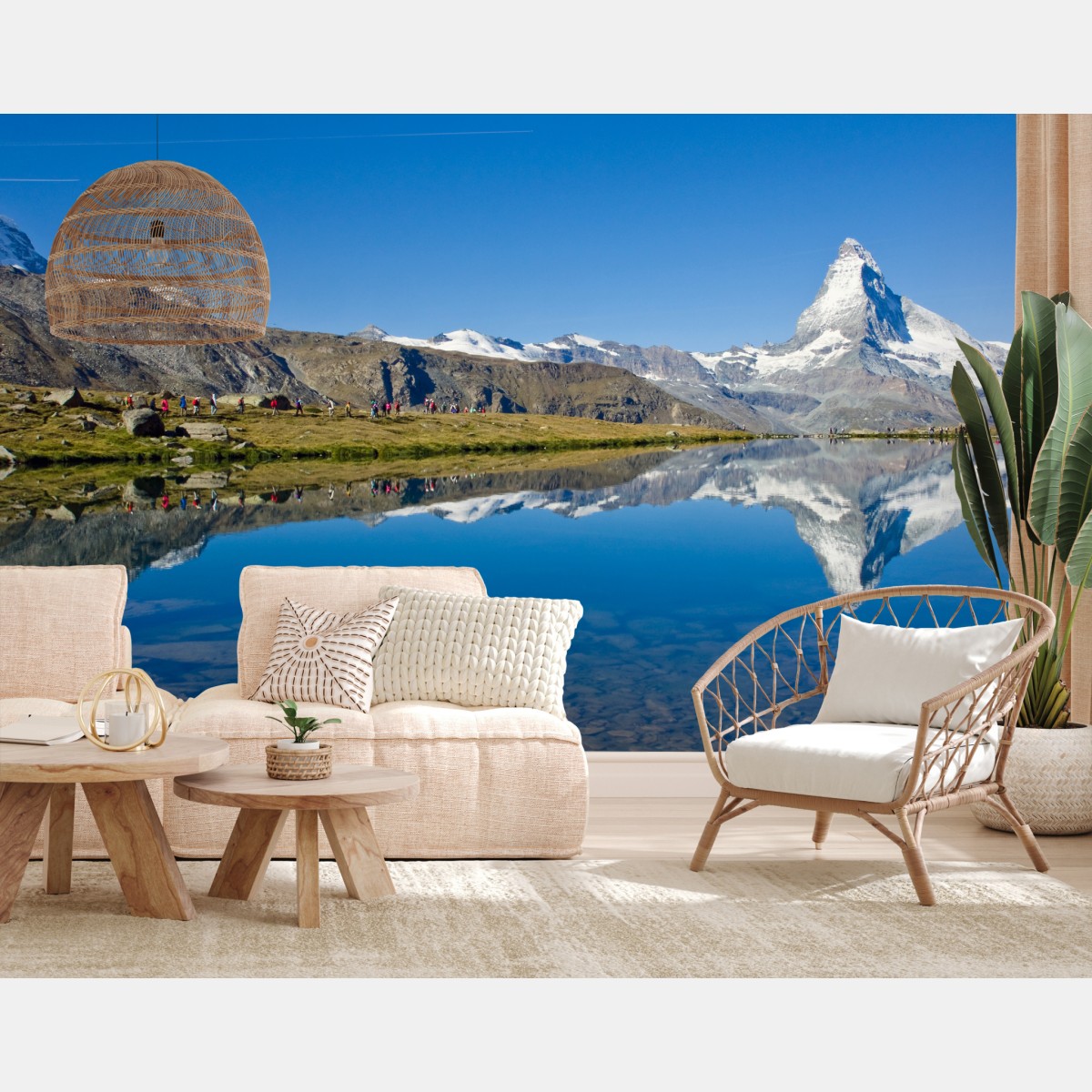 Fototapete alpenberg spiegelung über stillem see – Wallnifity®