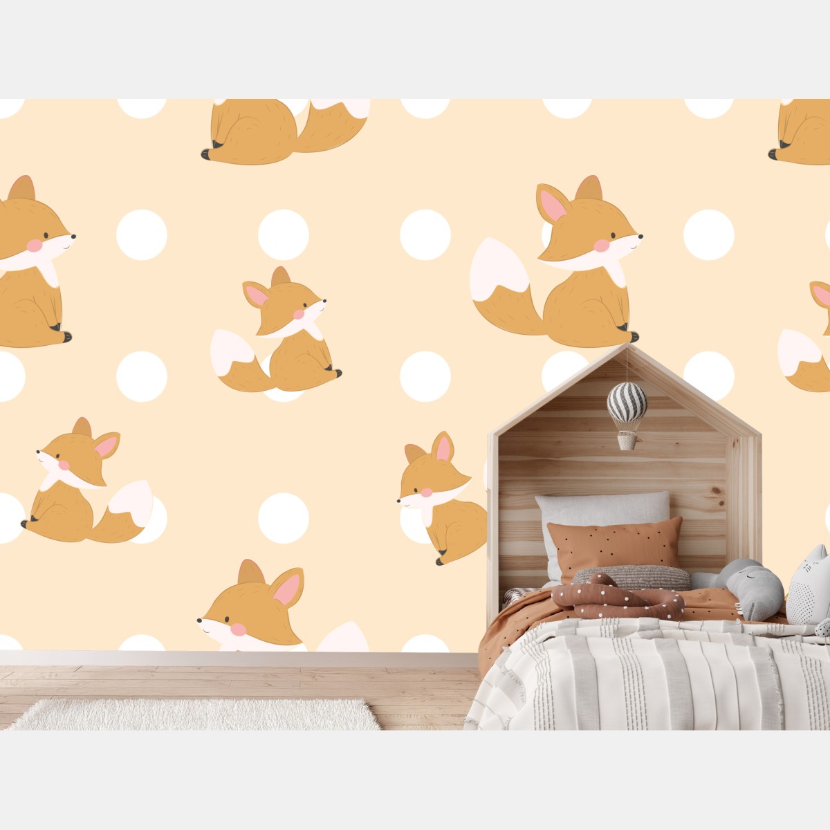 Fototapete verspieltes fuchsmuster in pastellbeige – Wallnifity®