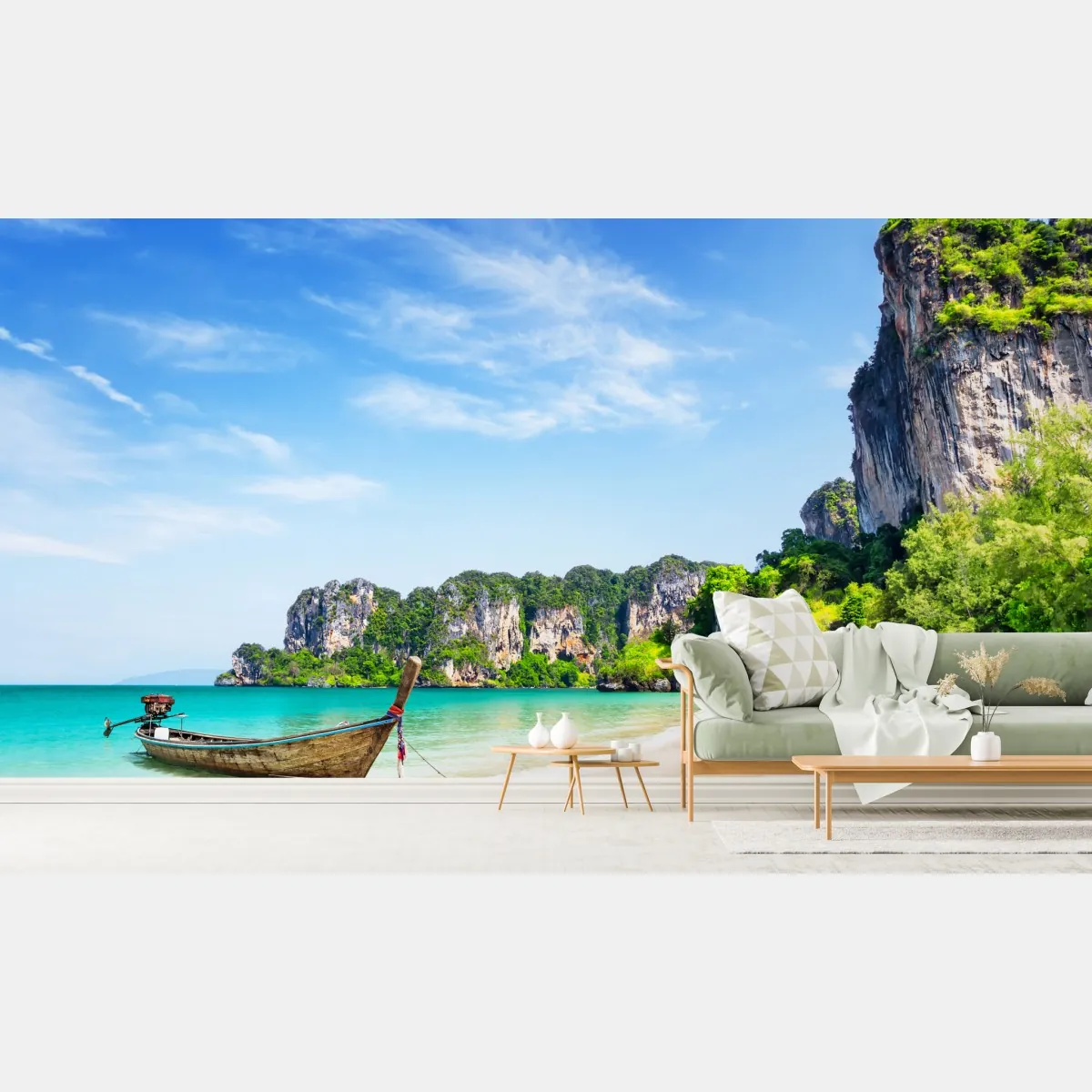 Fototapete longtail-boot am strand Railay, Thailand – Wallnifity®