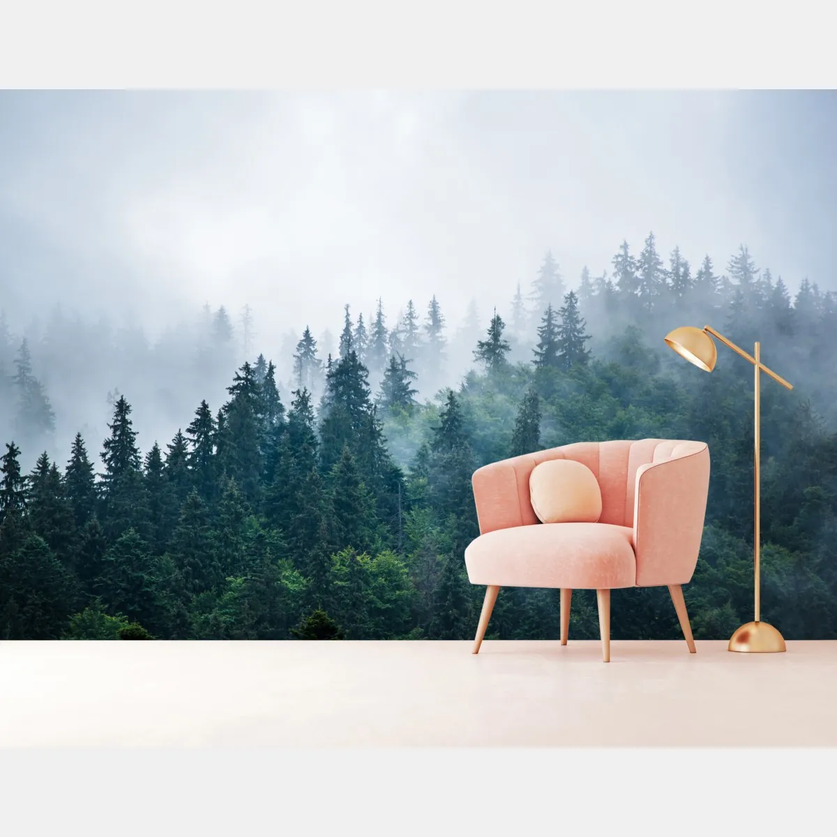 Fototapete nebliger nadelwald – Wallnifity®