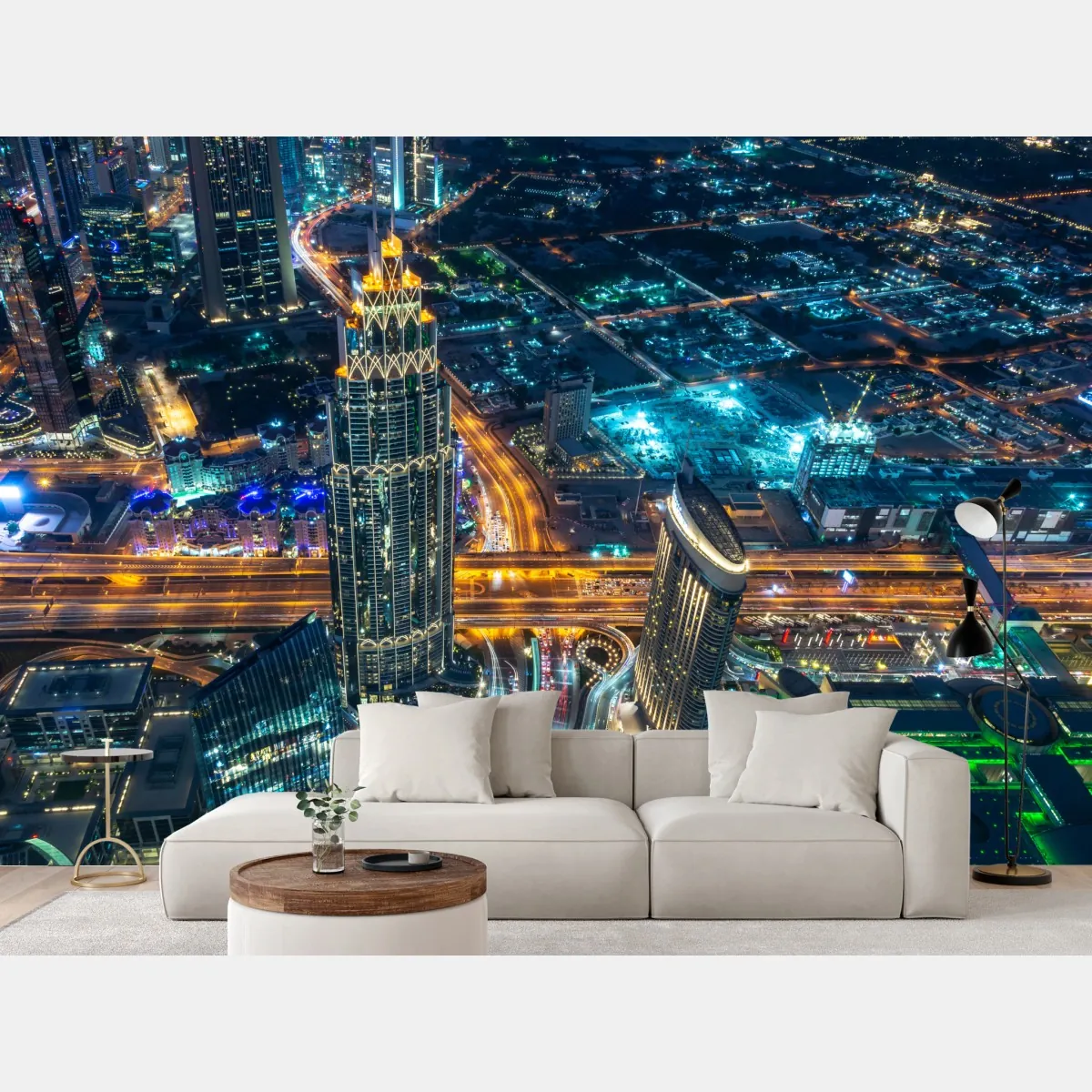 Fototapete Dubai nachtpanorama vom Burj Khalifa – Wallnifity®